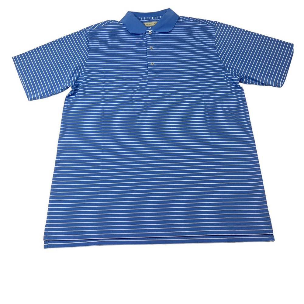 Donald Ross Blue And white‎ stripe polo Size Medium 100% Polyester Golfing